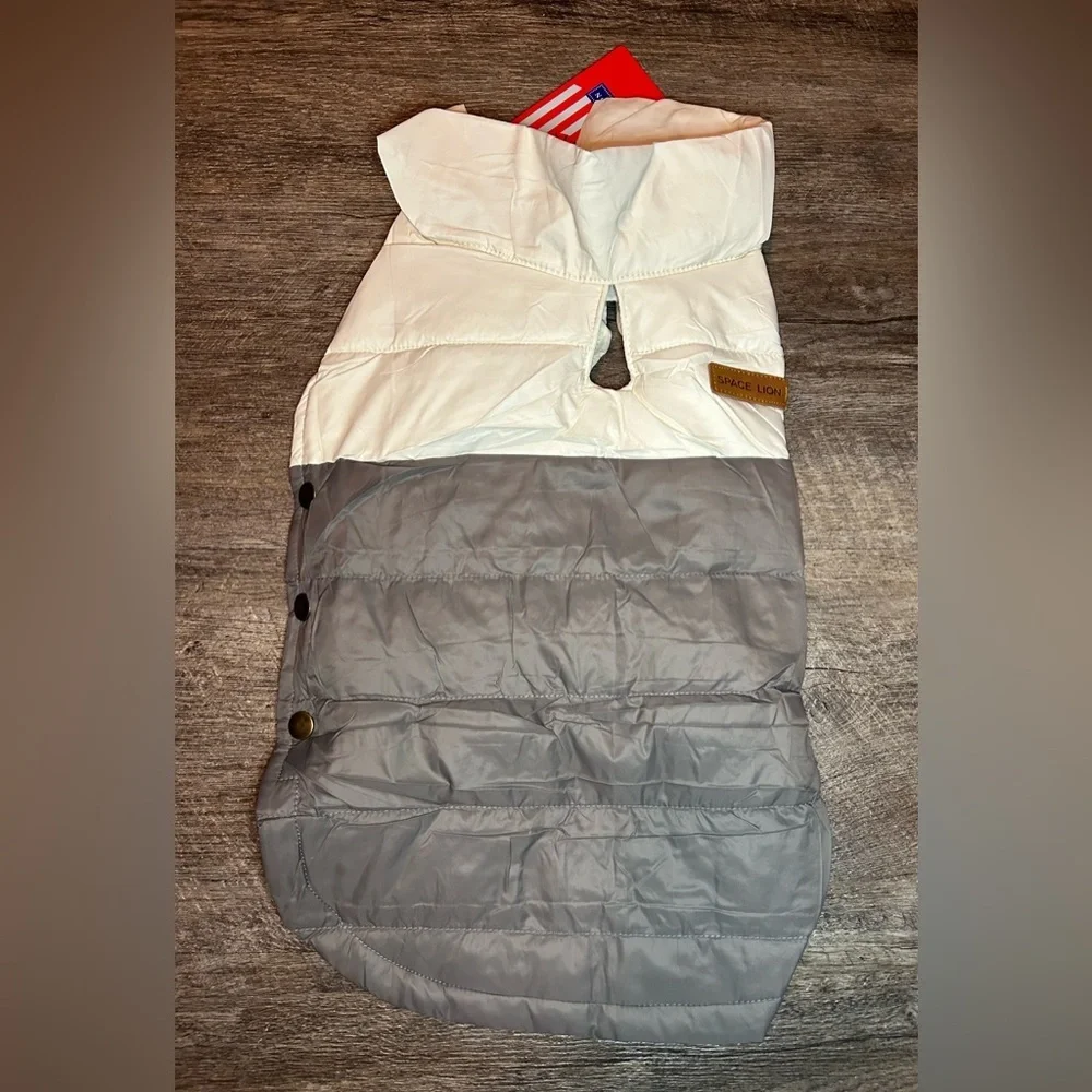 Premium Duck Down Space Lion Dog Jacket – Waterproof, Windproof – Size M